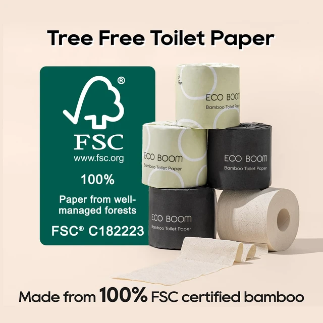 Alt view image 2 of 7 - Unbleached Bamboo Toilet Paper, 48 Mega Rolls, 100% Tree-Free 3-Ply, Plastic-Free Packaging, 360 Sheets | PFAS Free, BPA Free, Septic Safe & FSC Certified