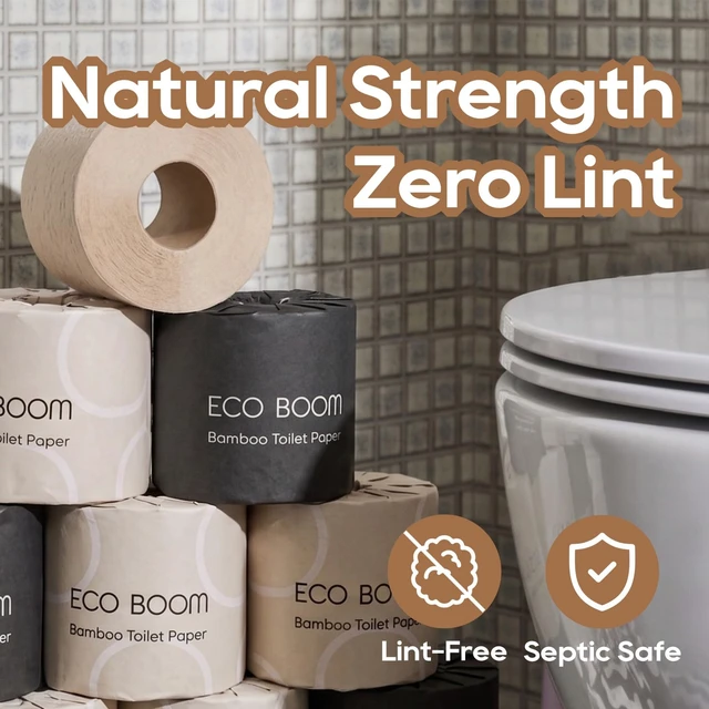 Alt view image 5 of 7 - Unbleached Bamboo Toilet Paper, 48 Mega Rolls, 100% Tree-Free 3-Ply, Plastic-Free Packaging, 360 Sheets | PFAS Free, BPA Free, Septic Safe & FSC Certified