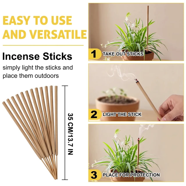 Alt view image 3 of 7 - 24 Pcs Thick Mosquito Repellent Stick, Citronella Candles Outdoor for Patio | Natural Plant-Based Bug Insect Barrier for Hiking Travel | Camping Fishing Essentials | Provides Up to 12 Ft Coverage