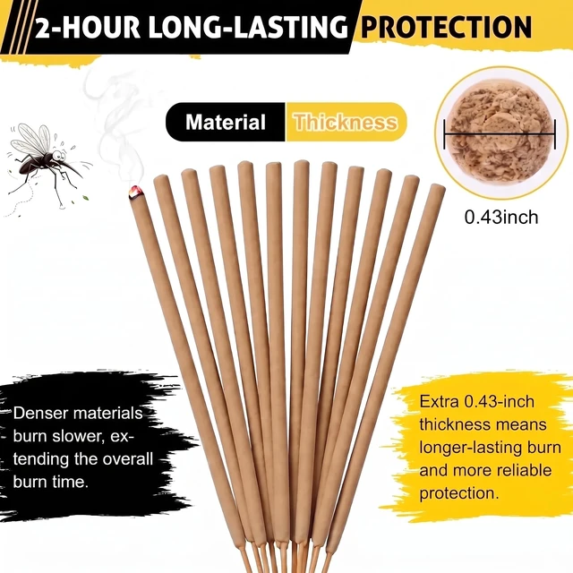 Alt view image 4 of 7 - 24 Pcs Thick Mosquito Repellent Stick, Citronella Candles Outdoor for Patio | Natural Plant-Based Bug Insect Barrier for Hiking Travel | Camping Fishing Essentials | Provides Up to 12 Ft Coverage