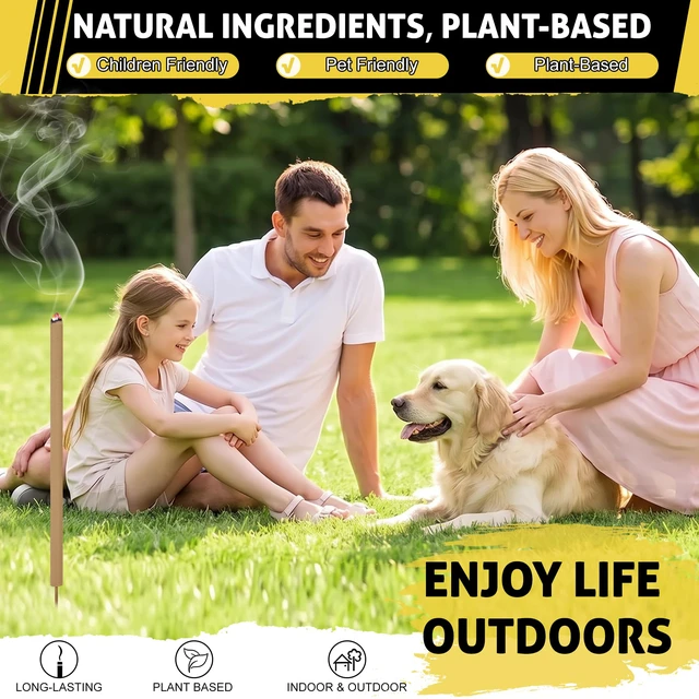 Alt view image 5 of 7 - 24 Pcs Thick Mosquito Repellent Stick, Citronella Candles Outdoor for Patio | Natural Plant-Based Bug Insect Barrier for Hiking Travel | Camping Fishing Essentials | Provides Up to 12 Ft Coverage