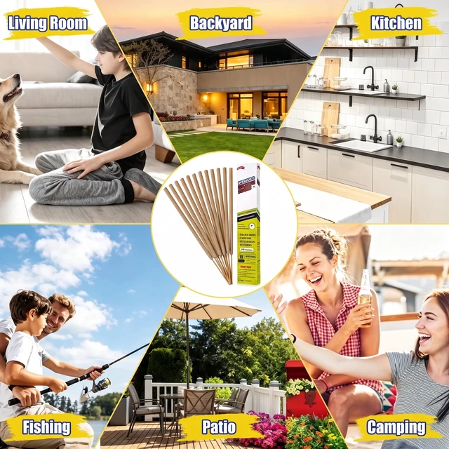 Alt view image 7 of 7 - 24 Pcs Thick Mosquito Repellent Stick, Citronella Candles Outdoor for Patio | Natural Plant-Based Bug Insect Barrier for Hiking Travel | Camping Fishing Essentials | Provides Up to 12 Ft Coverage
