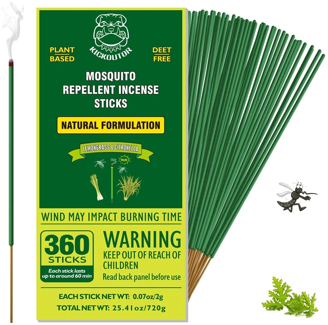 Main image of Mosquito Repellent Incense Sticks with Citronella Oil, 360 Count | Plant-Based Formula for Outdoor Patio, Backyard Gathering & Camping, Up to 1 Hour to Help Deter Flying Insects