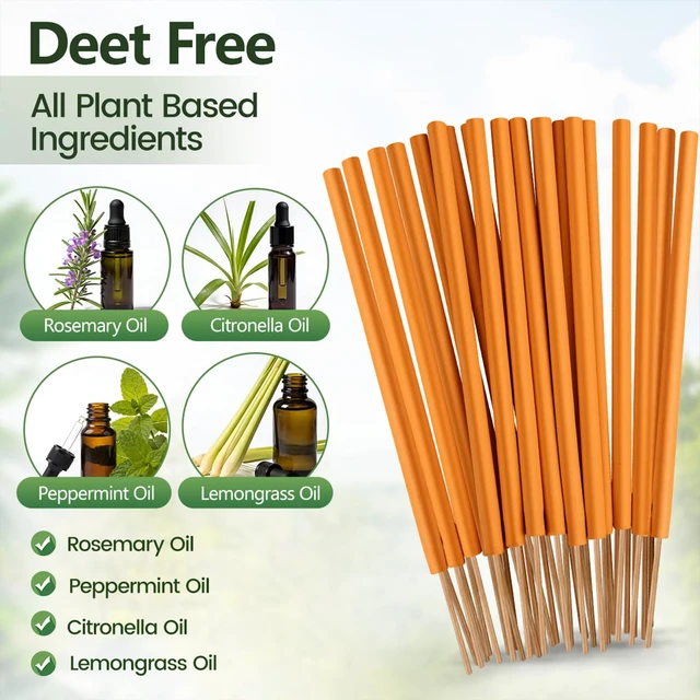 Alt view image 4 of 7 - Extra Large Mosquito Repellent Sticks, 24 Pack Portable Extra Thick Citronella Incense Sticks, DEET Free, Plant Based Ingredients, Up to 120 Minute Burn Time, Outdoor Bug Repellent for Patio & Camping