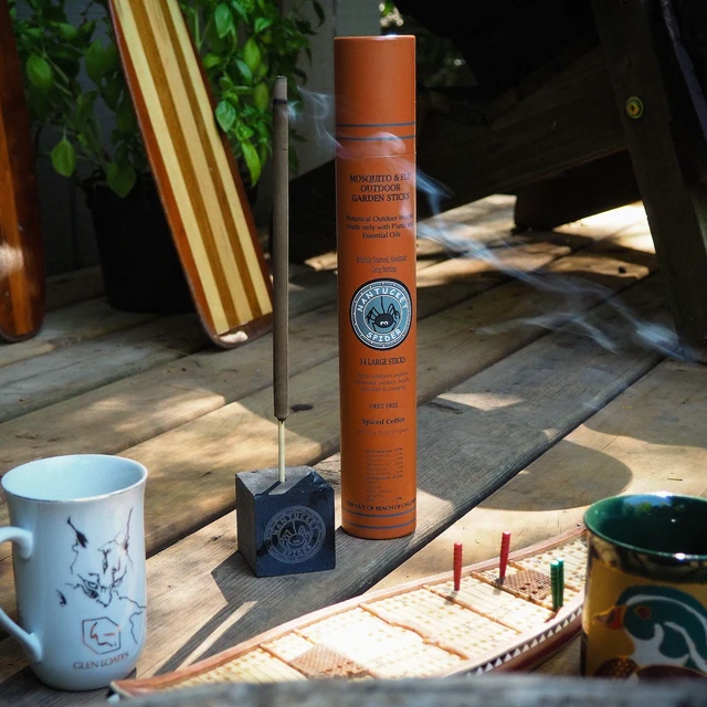 Alt view image 2 of 6 - Mosquito Sticks and Holder | Mosquito Repellent Sticks 14 Pack and Holder | Repels Mosquitoes & Flies | Long Lasting | Spiced Coffee Scent