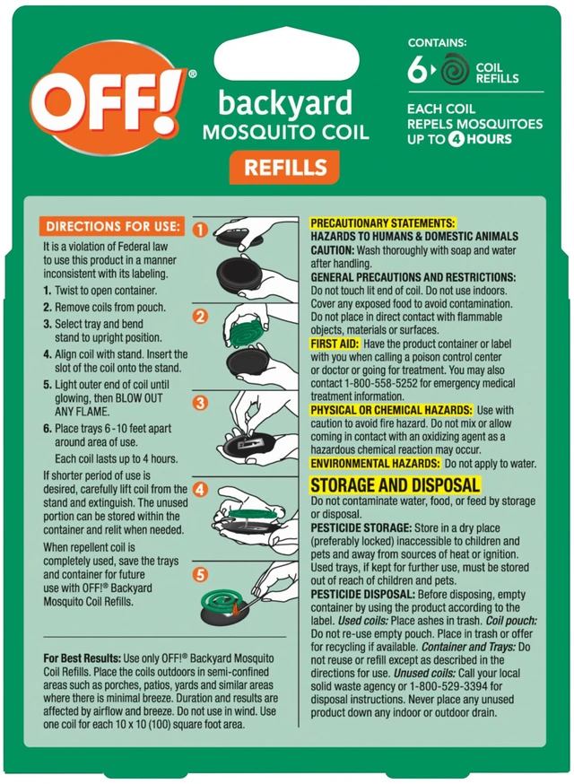 Alt view image 3 of 7 - Backyard Mosquito Coil Refills Repels Mosquitoes for Patio and Deck Outdoor Use Up to 4 Hours per Coil 6 Count (Pack of 2)