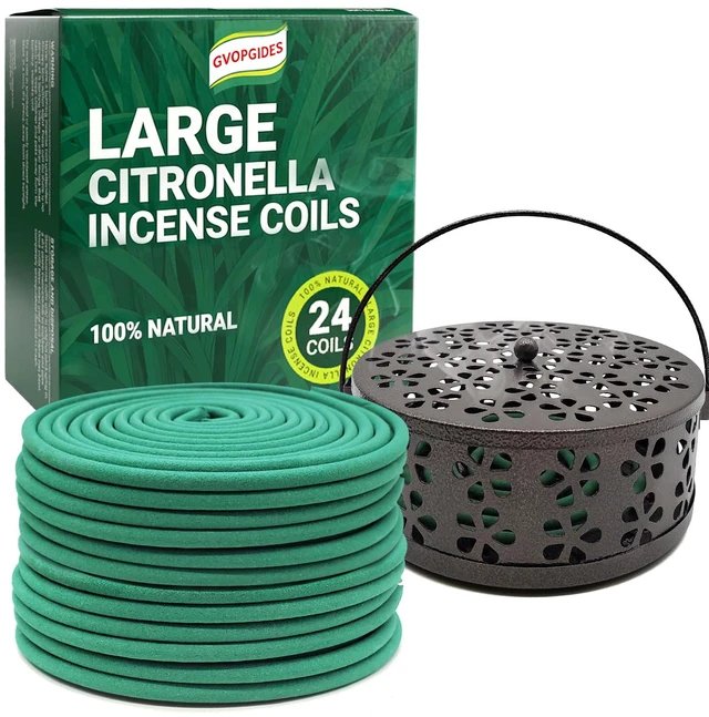 Main image of Large Citronella Incense coils and Coil Incense Holder, Made from Natural Plants, Suitable for Outdoor, Living Room, Terrace use (24 Coils and 1 Coil Incense Holder)