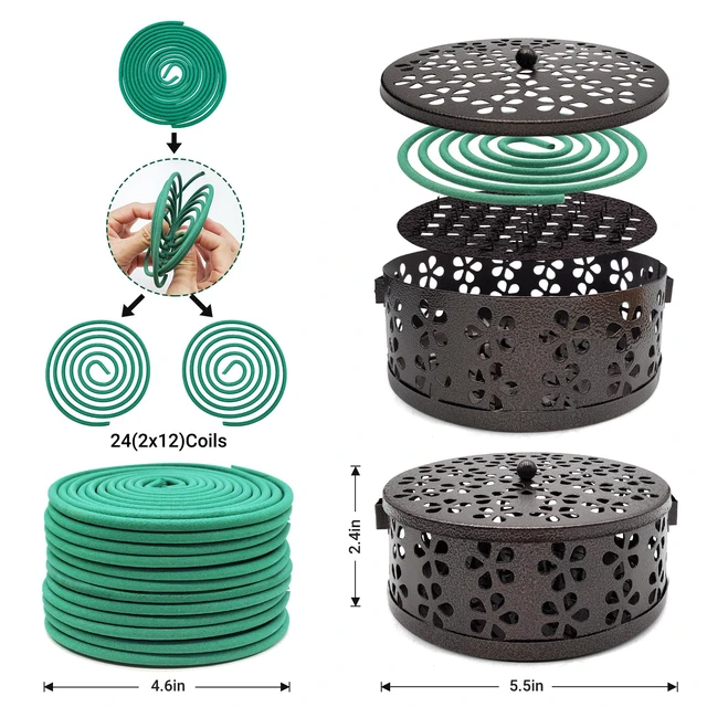 Alt view image 2 of 7 - Large Citronella Incense coils and Coil Incense Holder, Made from Natural Plants, Suitable for Outdoor, Living Room, Terrace use (24 Coils and 1 Coil Incense Holder)