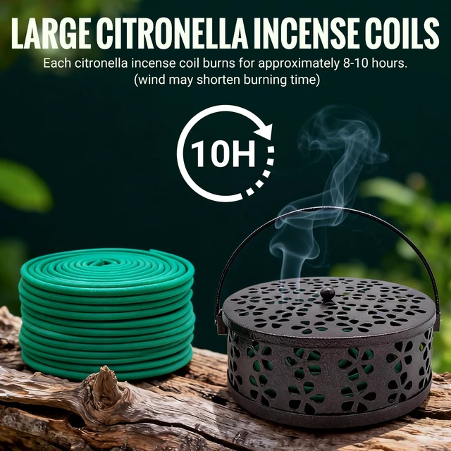 Alt view image 5 of 7 - Large Citronella Incense coils and Coil Incense Holder, Made from Natural Plants, Suitable for Outdoor, Living Room, Terrace use (24 Coils and 1 Coil Incense Holder)