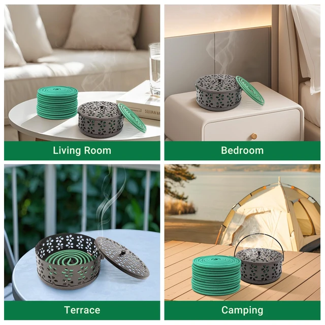 Alt view image 7 of 7 - Large Citronella Incense coils and Coil Incense Holder, Made from Natural Plants, Suitable for Outdoor, Living Room, Terrace use (24 Coils and 1 Coil Incense Holder)