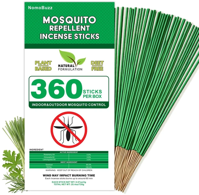 Main image of Mosquito Repellent Incense Sticks Outdoor Patio 360 Count | Plant-Based Formula with Citronella & Rosemary Oils, Each Stick Burns Up to 1 Hour, Designed for Backyard Gatherings