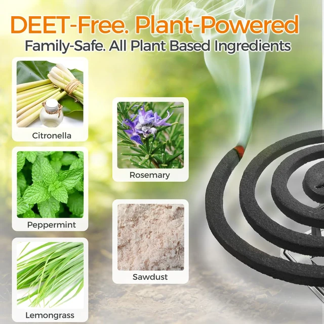 Alt view image 4 of 7 - 20 Pack Mosquito Repellent Coils, Natural Citronella Mosquito Coils Outdoor Indoor - 7 Hour Long Lasting Bug Repellent for Yard, Camping - Plant Based Insect Control with 1 Holder 2 Stands