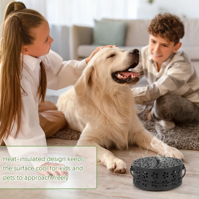 Alt view image 6 of 7 - 2 Pack Portable Iron Mosquito Coil Holder with Handle, Black | Round Heat-Resistant Incense Holder, Practical for Home, Offic and Outdoor Use