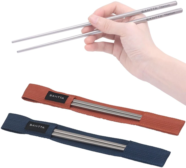 Main image of Titanium Chopsticks with Portable Carrying Case | Reusable Travel Chopsticks - Lightweight To-go Cutlery | 2 Paris