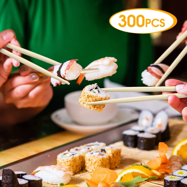 Alt view image 2 of 7 - 300 Pairs Disposable Chopsticks Bamboo Wooden Chopsticks Cooking Chopsticks Long Japanese Chinese Korean Individually Wrapped Connected Chopsticks with Paper Sleeve for Sushi Asian Dishes, 8.27 Inch