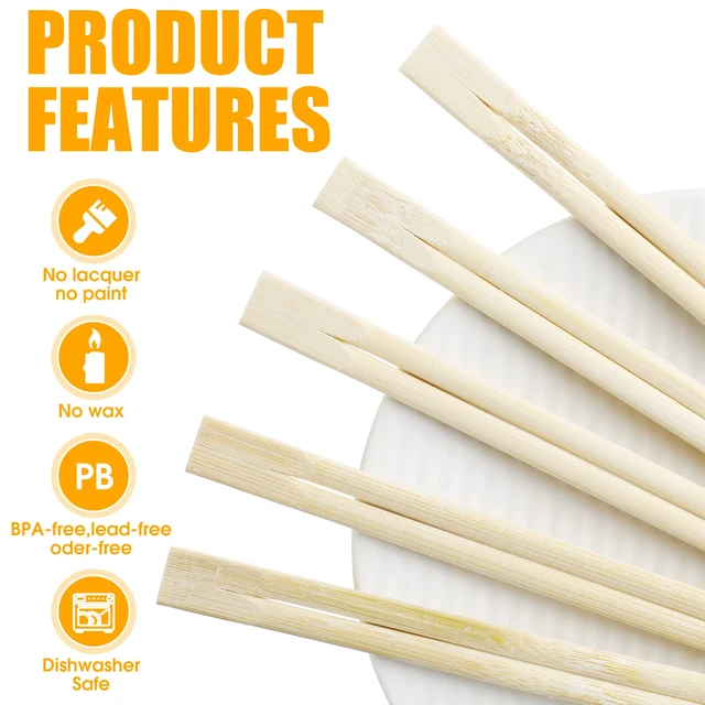 Alt view image 4 of 7 - 300 Pairs Disposable Chopsticks Bamboo Wooden Chopsticks Cooking Chopsticks Long Japanese Chinese Korean Individually Wrapped Connected Chopsticks with Paper Sleeve for Sushi Asian Dishes, 8.27 Inch