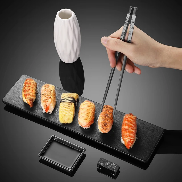 Alt view image 5 of 7 - Dragon & Phoenix Stainless Steel Chopsticks Set - 4 Pairs 18/8 (304) Metal Chopsticks with Holder - Chinese Traditional Gift Set, Non-Slip, Dishwasher Safe, Elegant Black Gift Box