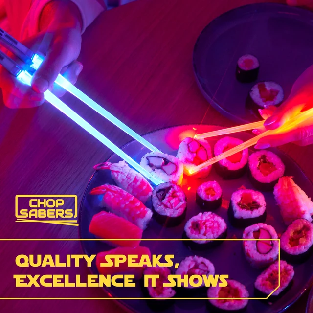 Alt view image 3 of 7 - Lightsaber Light Up, Star War Chopsticks Light Up, Mini Lightsaber, Fun Chop, Cool Chopstick, Light Saber Chopstick, Led Chop sticks, 4 PAIRS, Blue Red Green Purple, Groove Tips