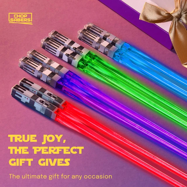 Alt view image 6 of 7 - Lightsaber Light Up, Star War Chopsticks Light Up, Mini Lightsaber, Fun Chop, Cool Chopstick, Light Saber Chopstick, Led Chop sticks, 4 PAIRS, Blue Red Green Purple, Groove Tips