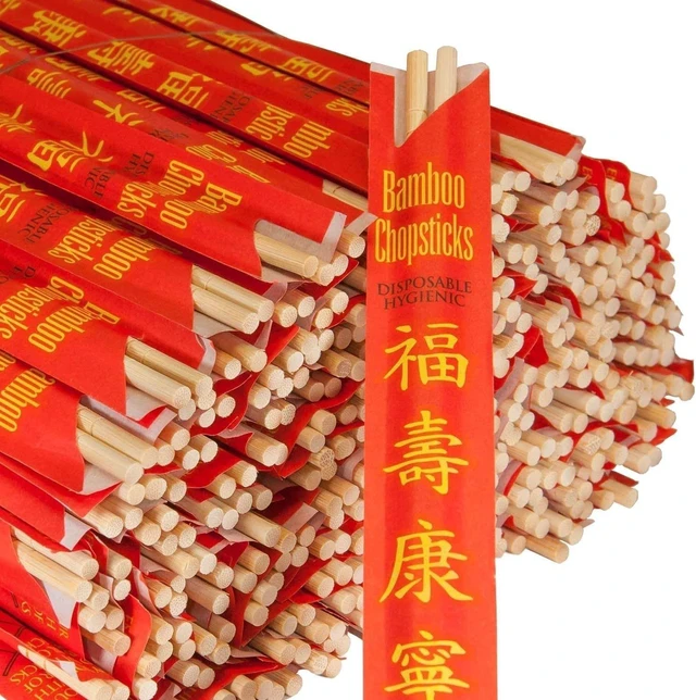 Main image of ROYALNA 500 pairs Palillos UV Treated Premium Disposable Bamboo Chopsticks Sleeved and Separated (Bamboo, 500 pairs)