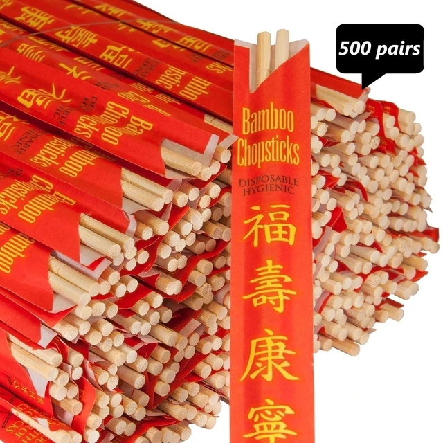 Alt view image 2 of 4 - ROYALNA 500 pairs Palillos UV Treated Premium Disposable Bamboo Chopsticks Sleeved and Separated (Bamboo, 500 pairs)