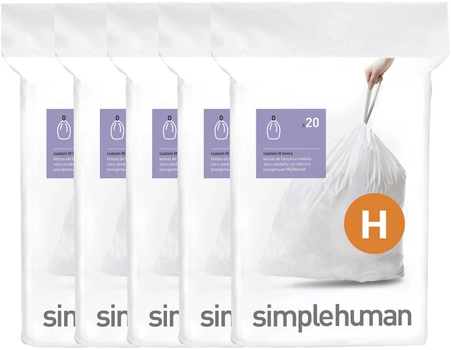 Main image of Code H 100 Count Custom Fit Liners, Drawstring Kitchen Trash Bags, One-by-One Mess-Free Dispense, Extra Thick & Double Seamed, 50% PCR Plastic, 30-35 Liter / 8-9 Gallon, White