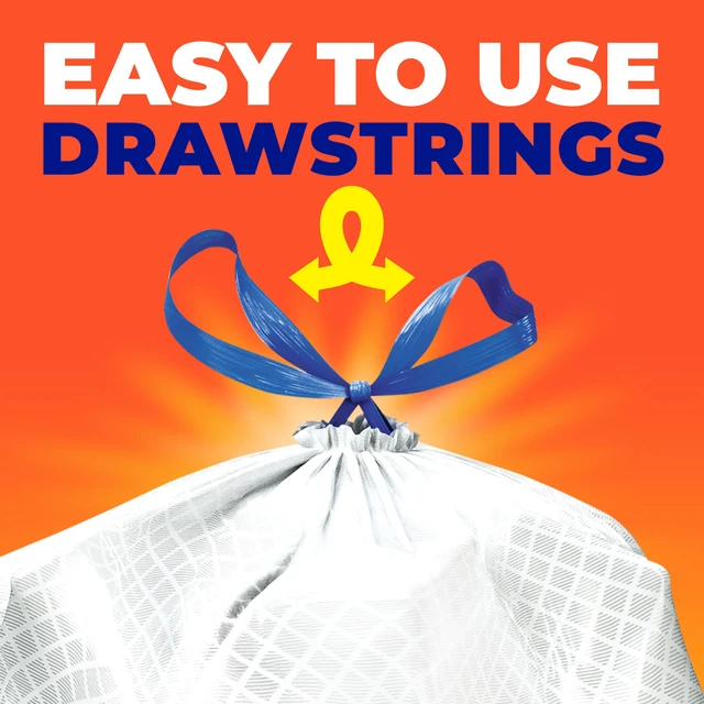 Alt view image 6 of 7 - Ultra Strong Signature Scents 13G Trash Bags, Citrus Spritz, 80ct | 13 Gallon White Kitchen Trash Bags with 25% More Scent Technology, Resists Leaks, Punctures, Tears, Odor Control