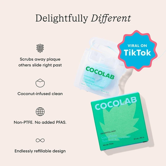 Alt view image 3 of 7 - Cocofloss Woven Dental Floss Refill by COCOLAB, Mint Scent, 3-Pack | Dentist-designed, 500+ interwoven fibers, coconut oil infused, cruelty-free & vegan, adults & kids daily oral care