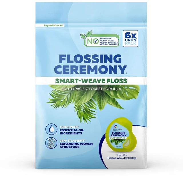 Main image of | Expanding Woven Dental Floss | Smart-Weave Floss | Vegan | Natural | Non-Toxic & PFAS Free | Eucalyptus & Manuka | Hilo Dental para Dientes | 55 Yards x 6 Units