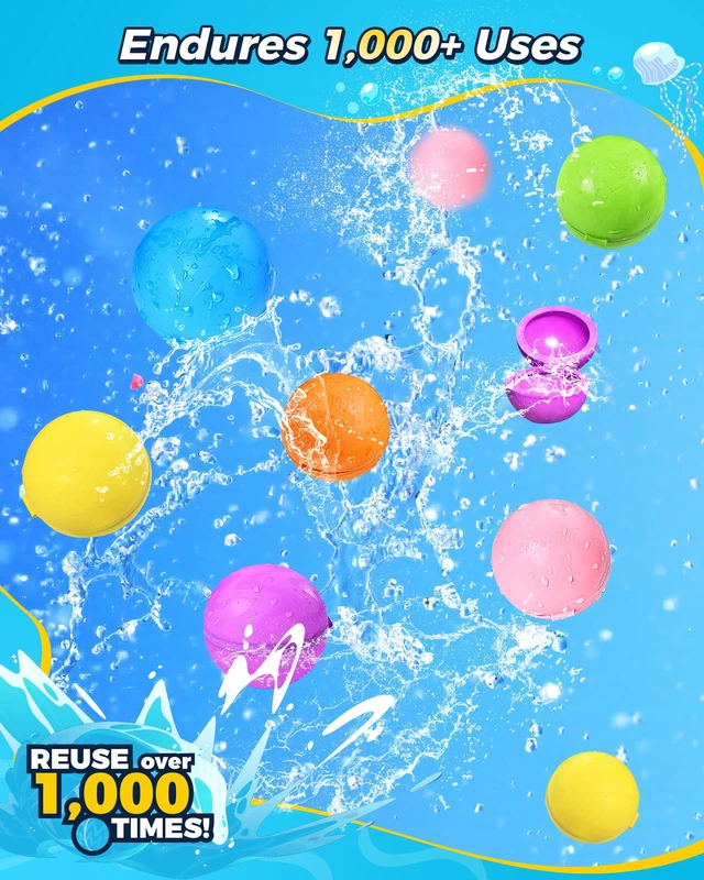 Alt view image 2 of 7 - Reusable Water Balloons 12PCS - Summer Water Toys for Pool Beach & Outdoor & Bath, Self-Sealing Refillable Water Bombs for Kids Ages 3-14, Magnetic Splash Balls for Kids Fun Games & Activities