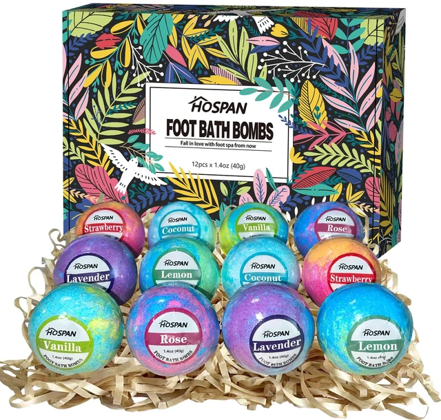 Main image of Foot Bath Bombs, 12 Pack Essential Oil Foot Soak for Relaxing Foot Care | A Self-Care Gift for Mom, Dad and Loved Ones. Fizzy Foot Spa Bomb Helps Relax Tired Feet and Moisturize Dry Skin