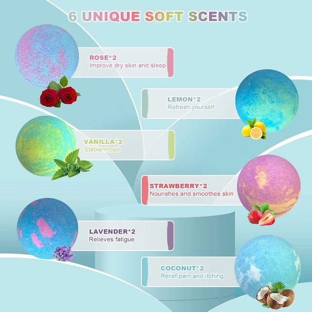Alt view image 4 of 7 - Foot Bath Bombs, 12 Pack Essential Oil Foot Soak for Relaxing Foot Care | A Self-Care Gift for Mom, Dad and Loved Ones. Fizzy Foot Spa Bomb Helps Relax Tired Feet and Moisturize Dry Skin