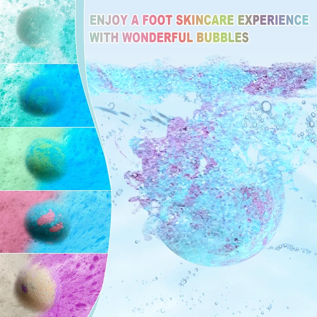 Alt view image 6 of 7 - Foot Bath Bombs, 12 Pack Essential Oil Foot Soak for Relaxing Foot Care | A Self-Care Gift for Mom, Dad and Loved Ones. Fizzy Foot Spa Bomb Helps Relax Tired Feet and Moisturize Dry Skin