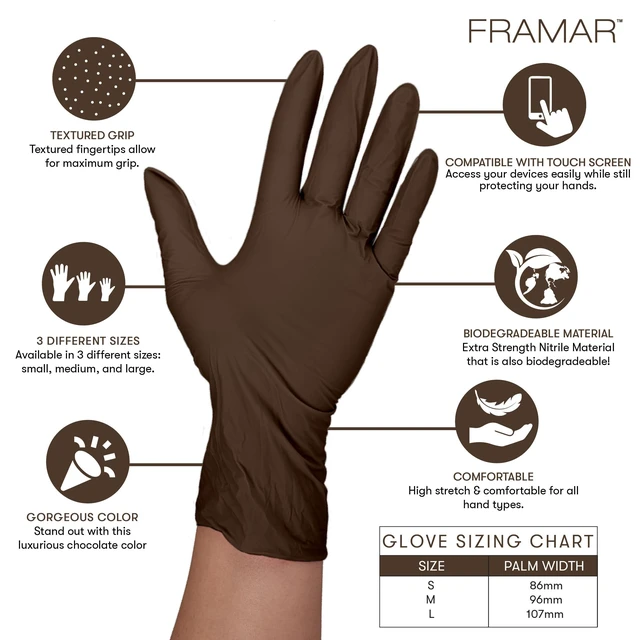 Alt view image 2 of 7 - Brown Nitrile Gloves Medium, Gloves Disposable Latex Free Medium 100 | Latex Free 9-Inch Disposable Gloves For Hair Dye, Micro-Textured Grip & Touchscreen Fingertips, Hair Salon & Cleaning