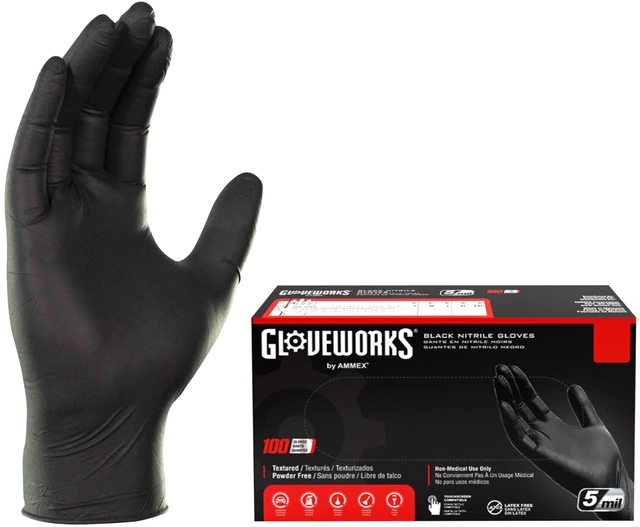 Main image of Nitrile Gloves Disposable 5 mil Black Size Large Box of 100 | Ideal for Cooking Food Prep Business and Household Use, Bulk Purchasing Options, Suitable for Extended Duration Use