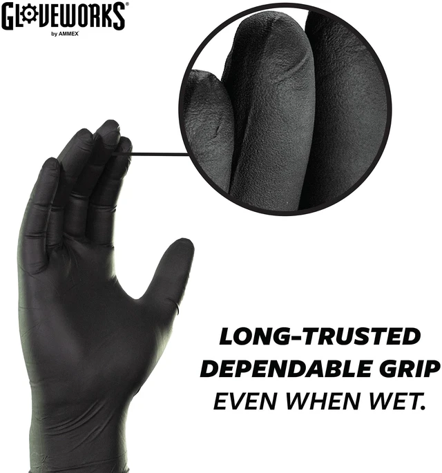 Alt view image 4 of 7 - Nitrile Gloves Disposable 5 mil Black Size Large Box of 100 | Ideal for Cooking Food Prep Business and Household Use, Bulk Purchasing Options, Suitable for Extended Duration Use