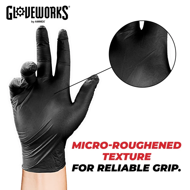Alt view image 4 of 7 - Black Nitrile Gloves 5 Mil Disposable for Food Service, Cooking, Professional Cleaning, Size XL, Box of 100
