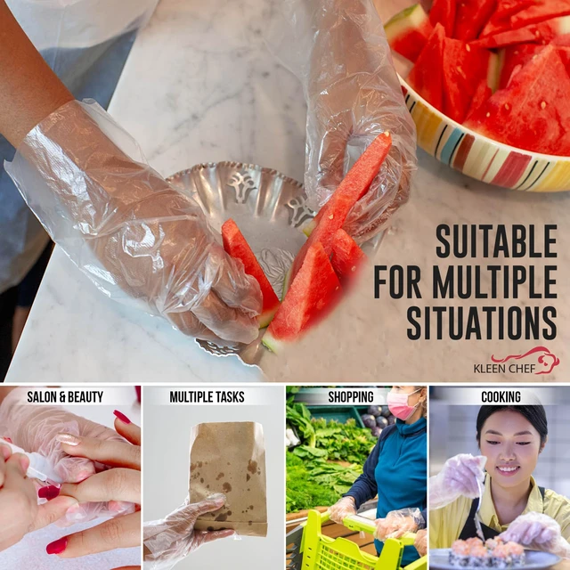 Alt view image 4 of 7 - Disposable Food Handling Long Cuff Poly Gloves | One Size Fits Most, 525 per Box (2 Boxes)