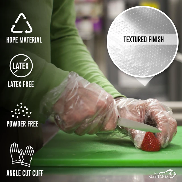 Alt view image 6 of 7 - Disposable Food Handling Long Cuff Poly Gloves | One Size Fits Most, 525 per Box (2 Boxes)