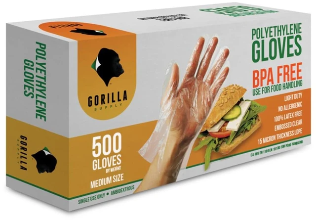 Main image of 1000 BPA Free Premium Disposable Gloves Poly PE LDPE Plastic for Kitchen Food Handling Food Prep Latex & Powder Free (1000 Count, Medium)