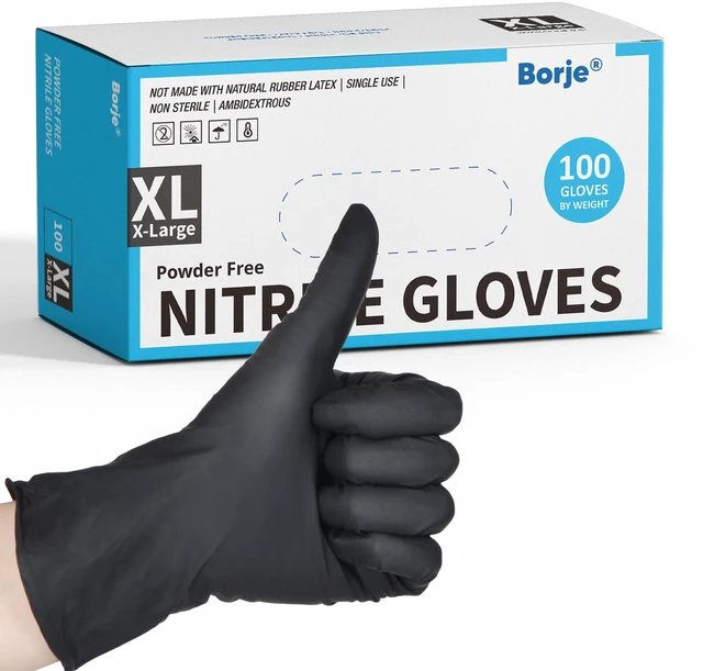 Main image of Nitrile Gloves Medium, 100 Count Disposable Gloves, Black, Latex-Free Powder-Free, Medical Exam, Food Safe, Cleaning, Cooking