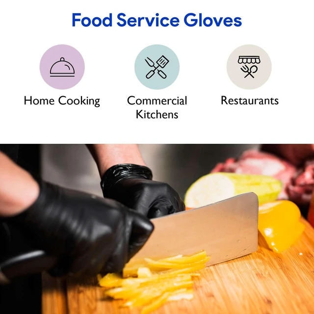 Alt view image 3 of 6 - Black Nitrile Disposable Gloves Large | 200-Pack | Latex-Free for Medical, Surgical, Cleaning, Food Prep, Cooking, Tattoo