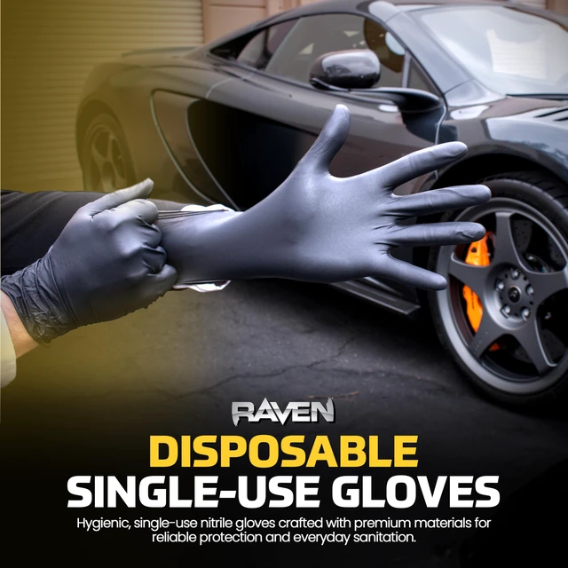 Alt view image 4 of 6 - Raven Powder Free Nitrile Disposable Gloves 7 Mil - XL Latex Free, Chemical + Puncture Resistant, Textured Grip, Single Use for Automotive, Industrial, Janitorial, MRO, Food Service 66519