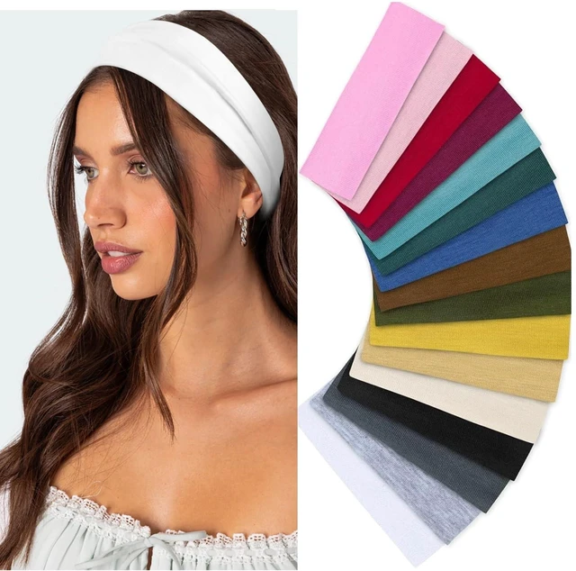 Main image of Headbands for Women Non Slip 16 Pack Multicolor Womens Head Bands, Elastic Hair Bands Soft Cotton Cloth Headband for Workout Yoga Sports Fashion Hair Accessories