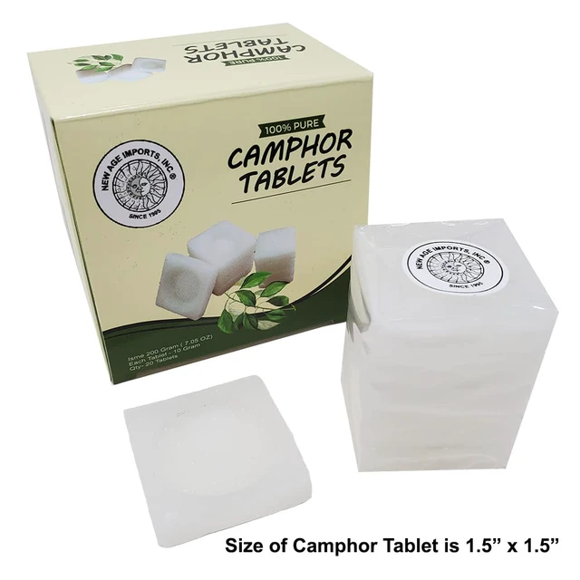 Alt view image 2 of 3 - Camphor Tablets | Premium Quality Refined Camphor Blocks 100% Natural for Incense, Aromatherapy, Odor Eliminator, Puja, Alcanfor by Imports, Inc. (200 Grams)