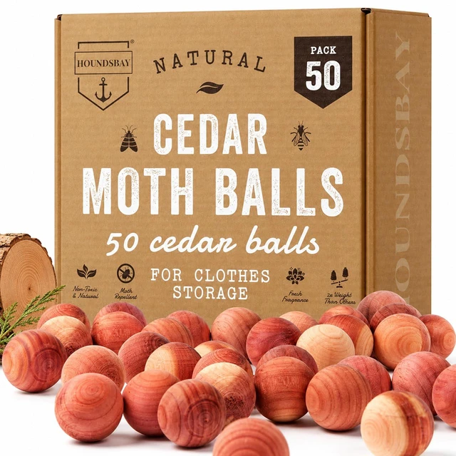 Main image of Cedar Moth Balls for Clothes Storage - Mothballs for Indoor Use | Fresh Scented, 100% Natural Repellent, Great for Clothes, Closets & Drawers - Moth Protection