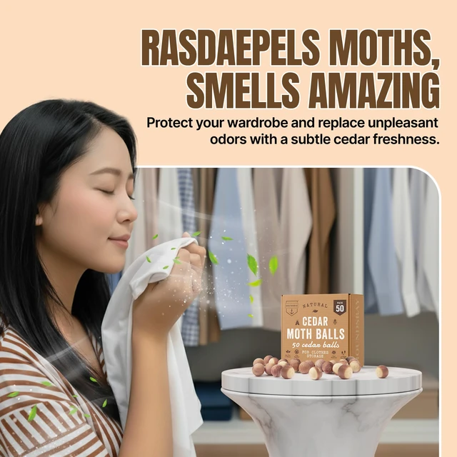 Alt view image 7 of 7 - Cedar Moth Balls for Clothes Storage - Mothballs for Indoor Use | Fresh Scented, 100% Natural Repellent, Great for Clothes, Closets & Drawers - Moth Protection