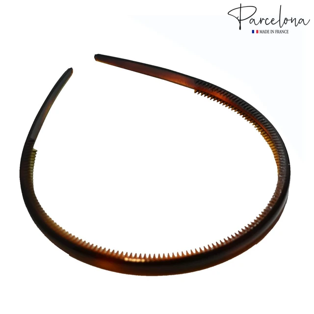 Alt view image 5 of 7 - French Thin Tortoise Shell Brown and Black Hair Headbands | Cellulose Acetate, Headbands with Inner Teeth Nibs Set of 2