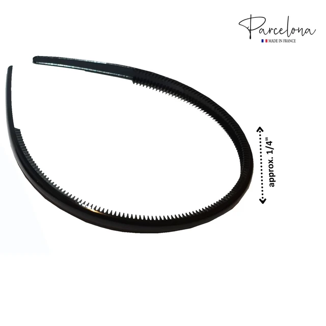 Alt view image 7 of 7 - French Thin Tortoise Shell Brown and Black Hair Headbands | Cellulose Acetate, Headbands with Inner Teeth Nibs Set of 2