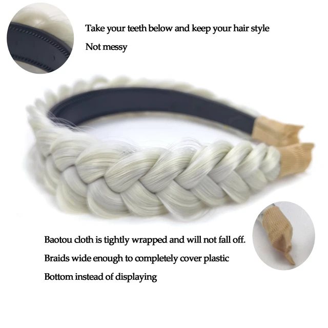 Alt view image 3 of 7 - Wide Braided Headband Hoop Fashion Hair Accessories Elastic Non-slip Band for Women and Girl (White Grey)